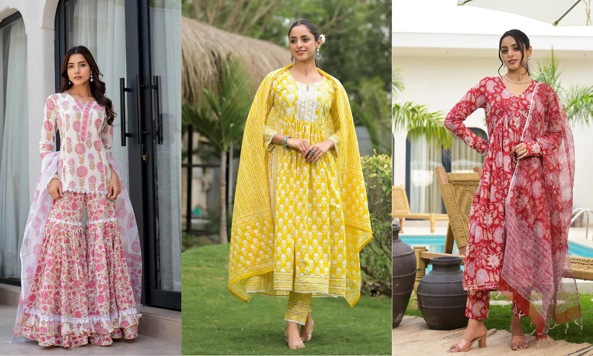 Designer Cotton Kurta Set for Women - Elegant & Stylish