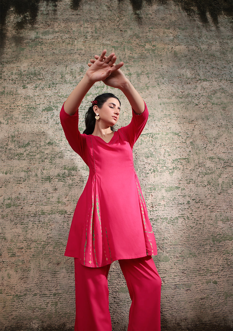 Magenta Shibori Split Co-ord Set