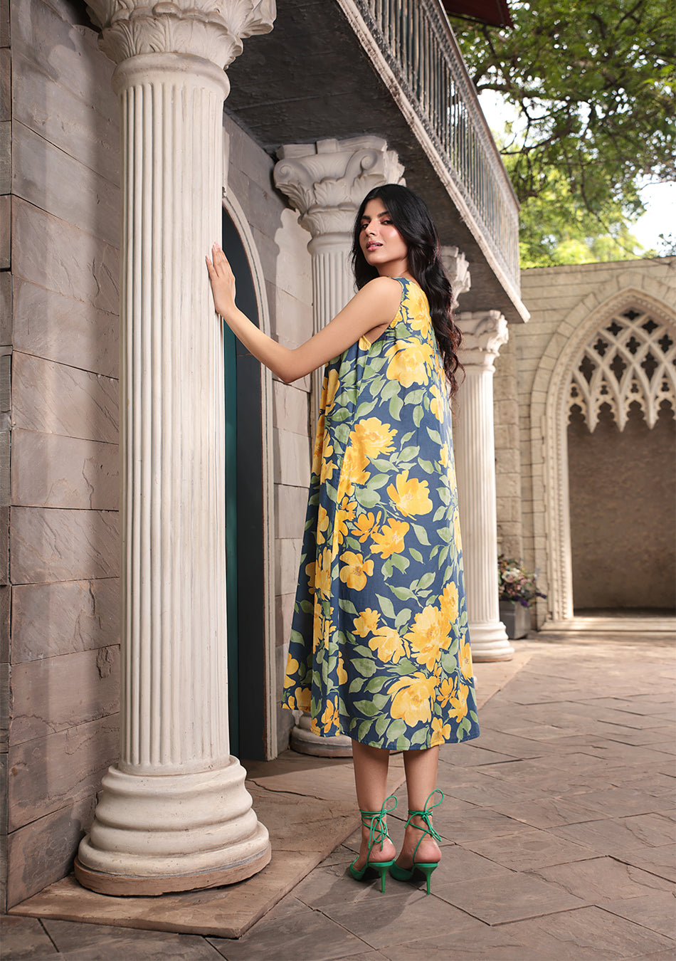 Tropical sky floral dress