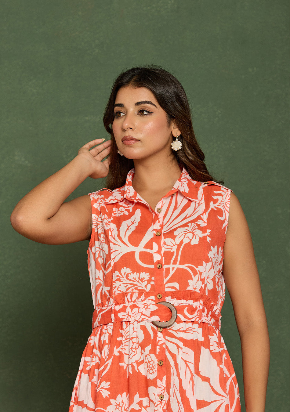 Tangerine Floral Aura Dress