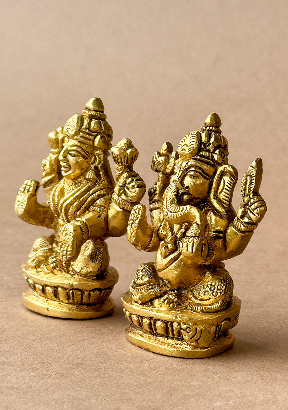 Antique Brass Lakshmi Ganesha Idol Pair
