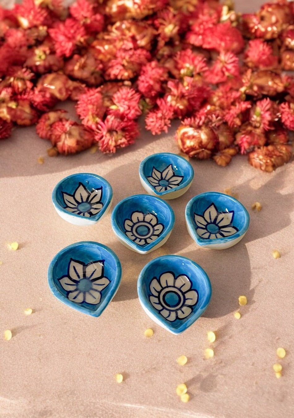 Sky blue floral diya