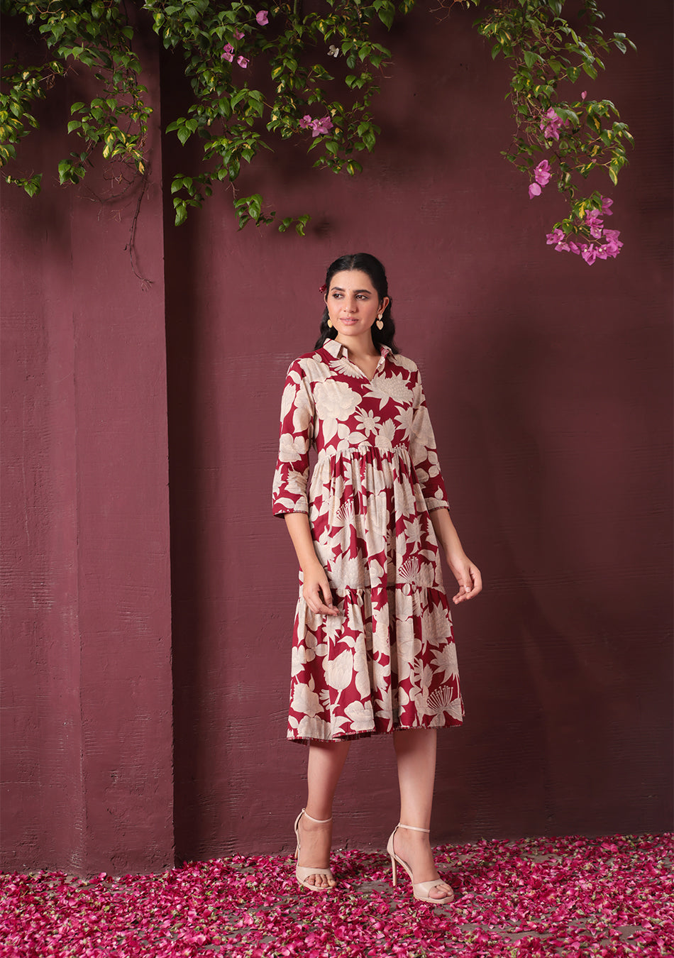 RED BOTANICAL DRESS