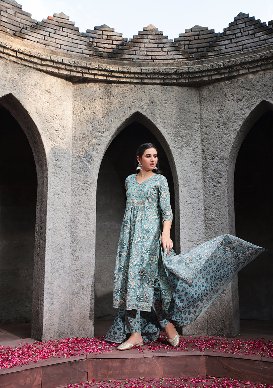 Sage Bloom Printed Suit Set