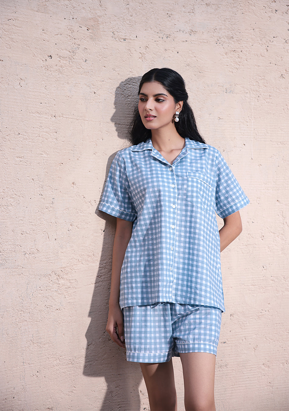 Sky Grid Night Suit