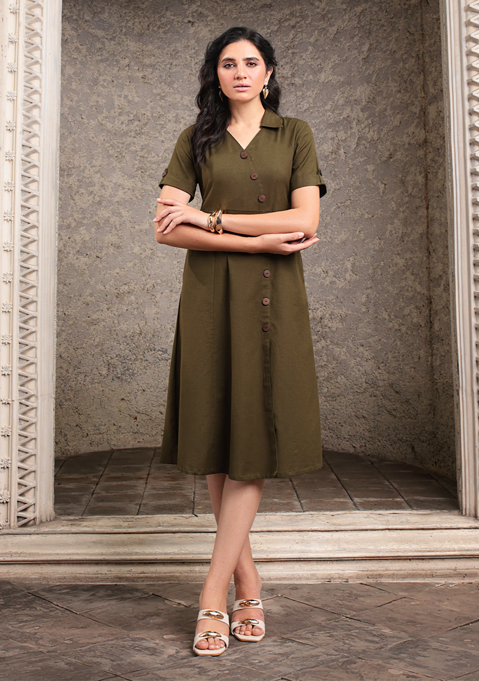 Earthcore Olive Midi Dress