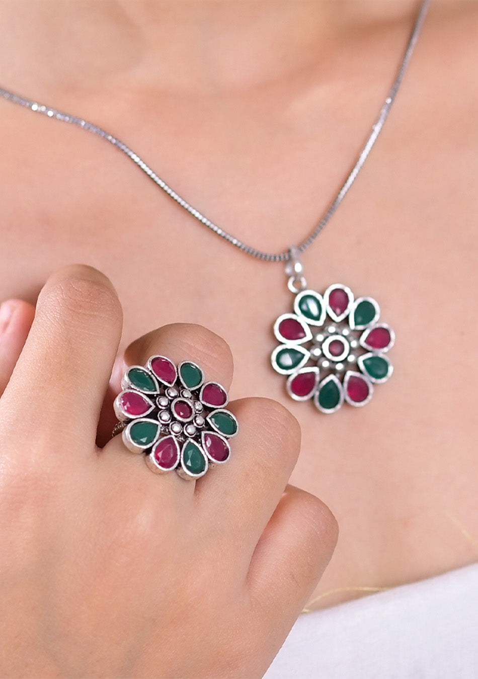Crimson & Ivy Blossom Pendant Set