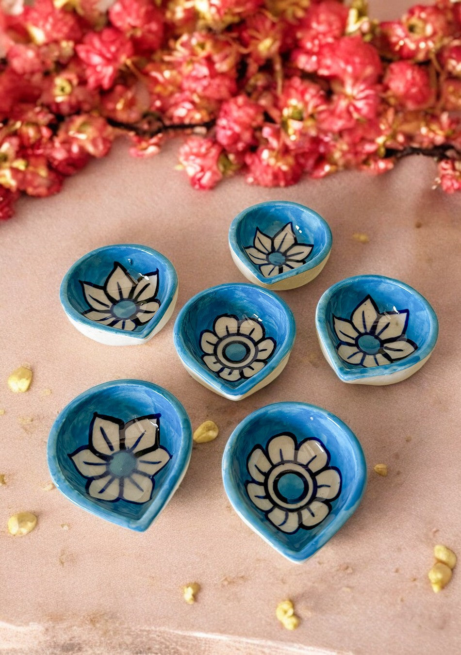 Sky blue floral diya