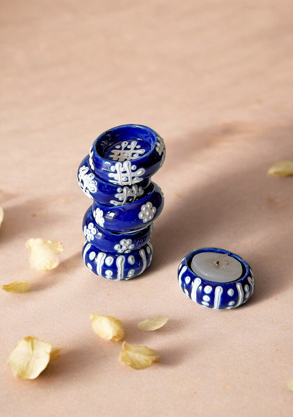 Handcrafted Blue painted Diya