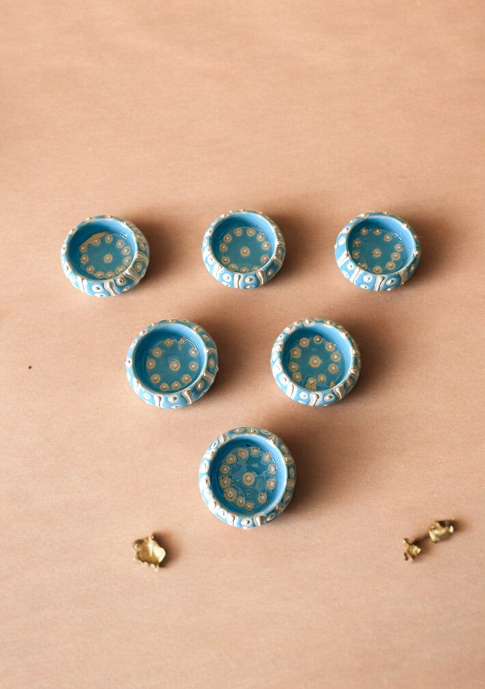 sky blue hand painted Diya