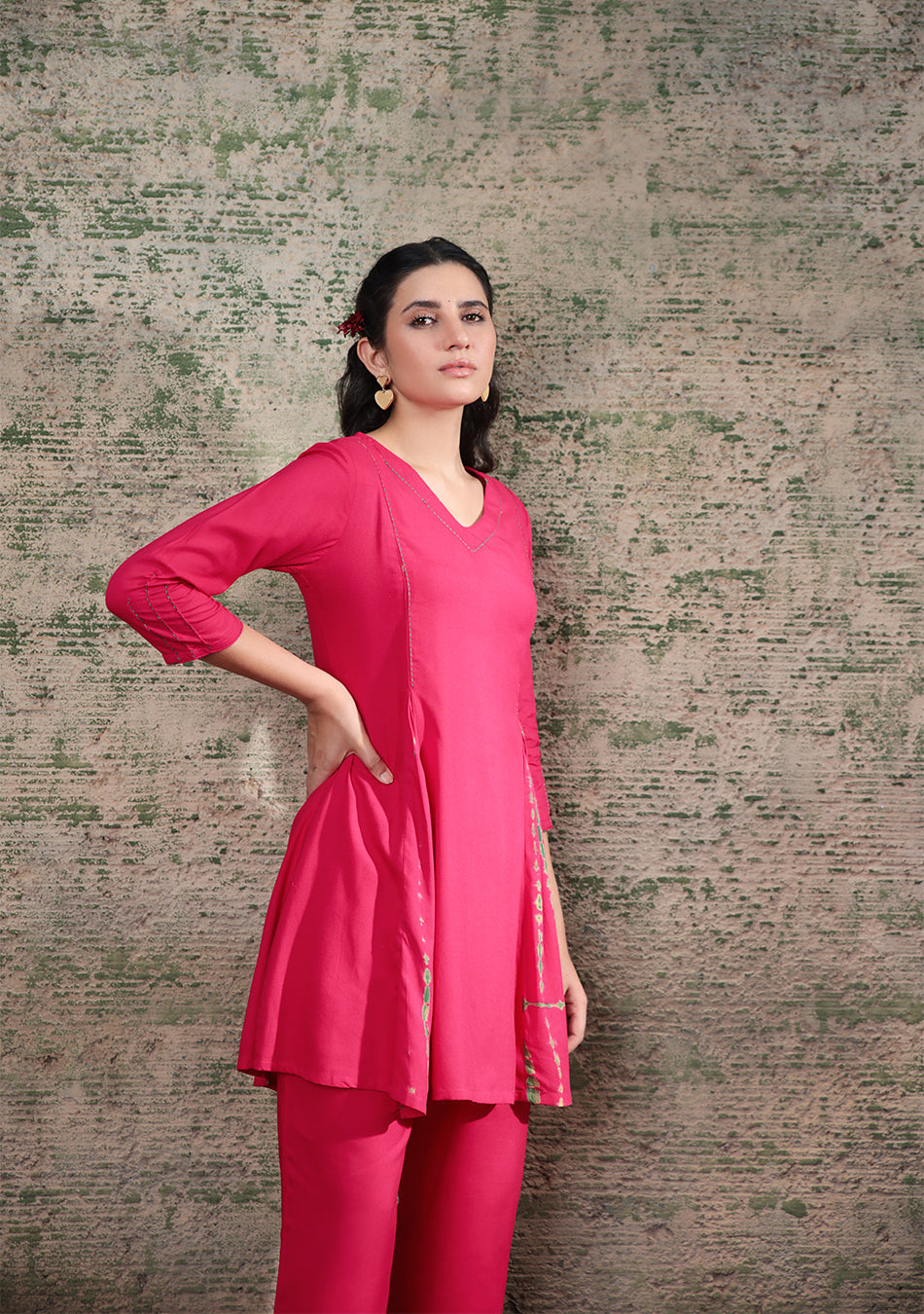 Magenta Shibori Split Co-ord Set