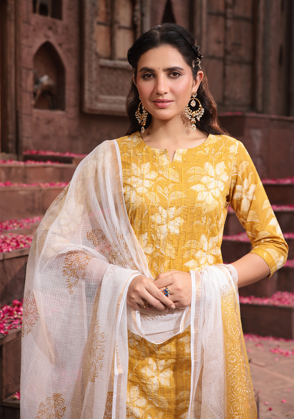 Golden Marigold SUIT SET WITH KOTA DUPATTA