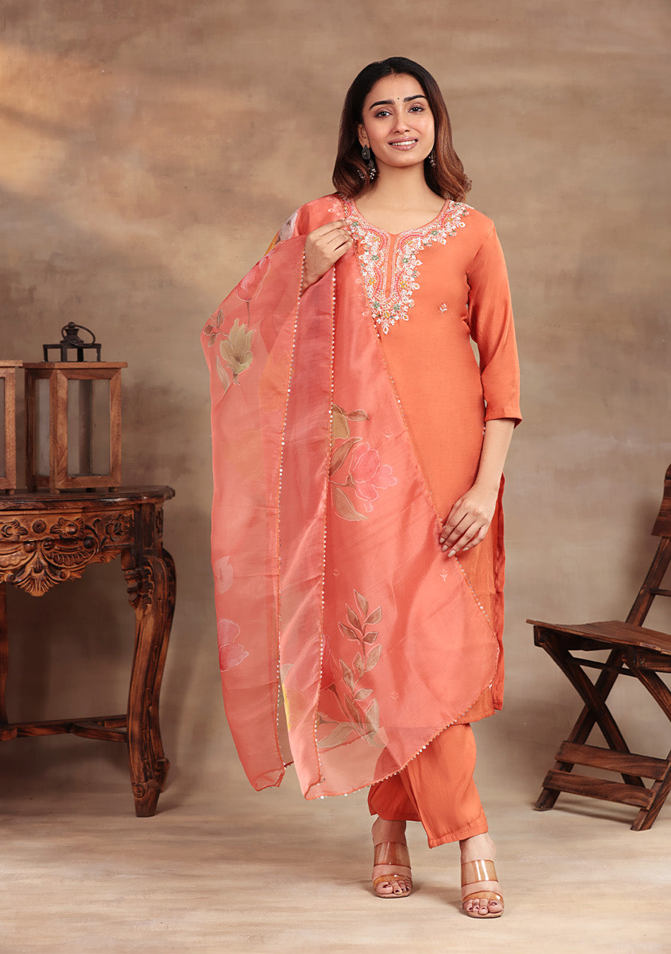 Peach Elegance Suit Set