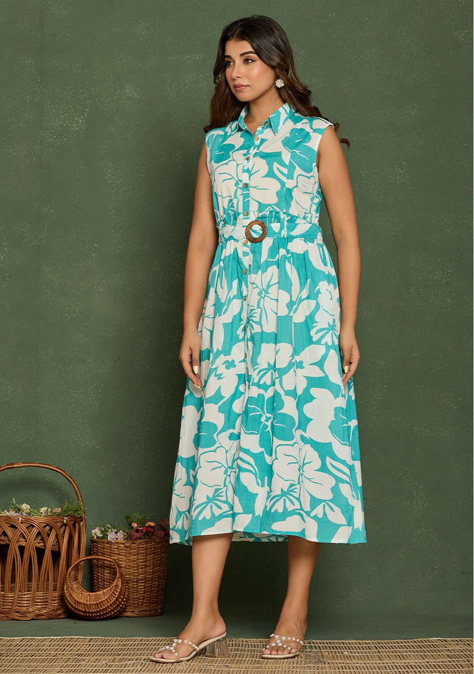 Aqua Floral Aura Dress