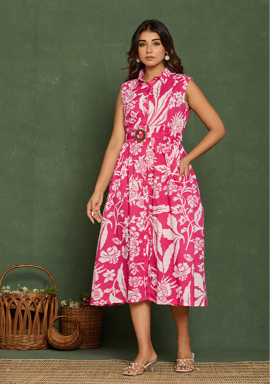 Dark Pink Floral Aura Dress