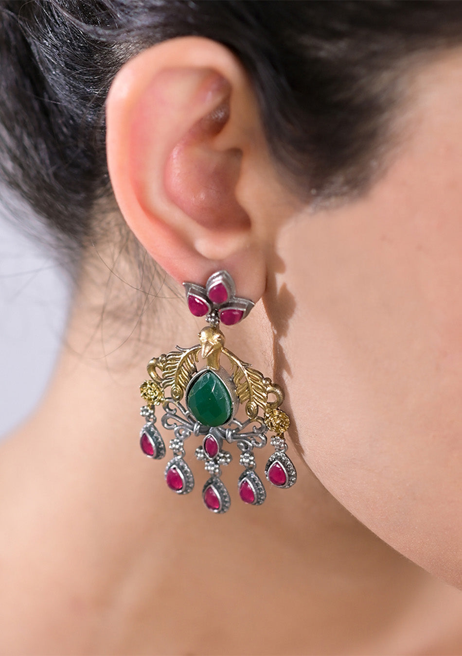 Peacock Jewel Dangle Earrings