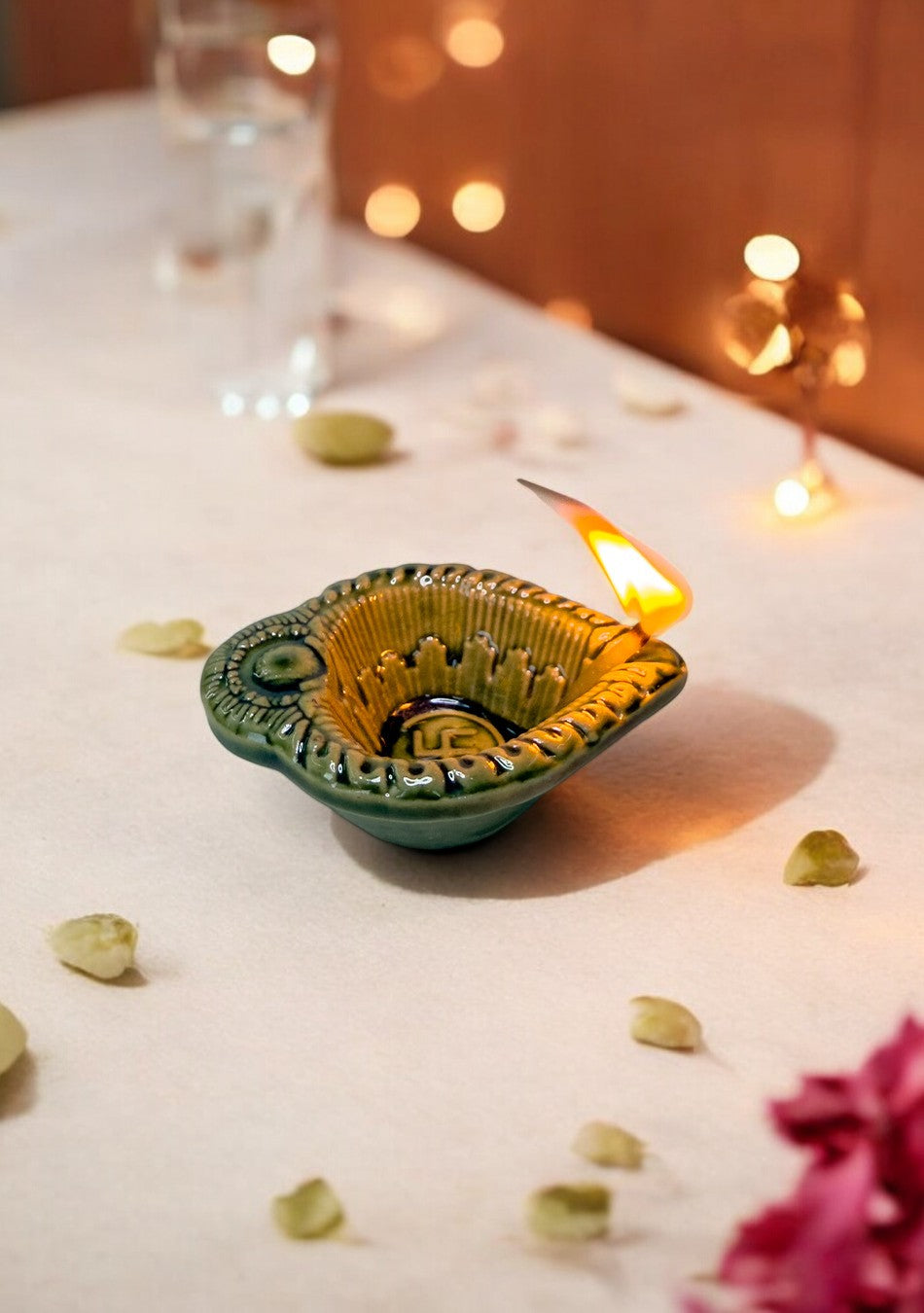 Olive Swastic Diya Set of 6