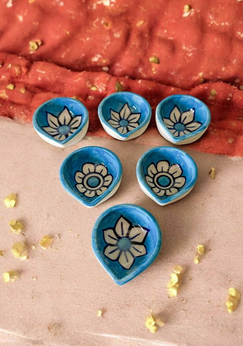Sky blue floral diya