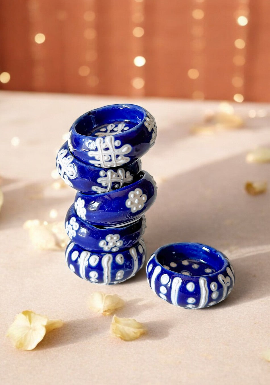 Handcrafted Blue painted Diya