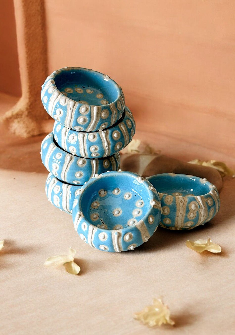 sky blue hand painted Diya