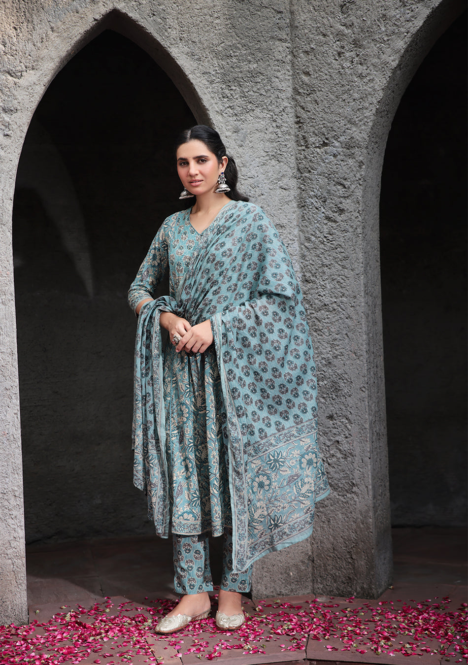 Sage Bloom Printed Suit Set