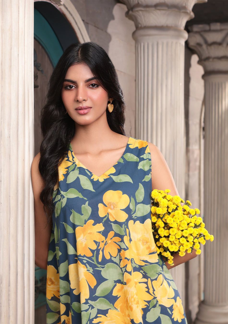 Tropical sky floral dress