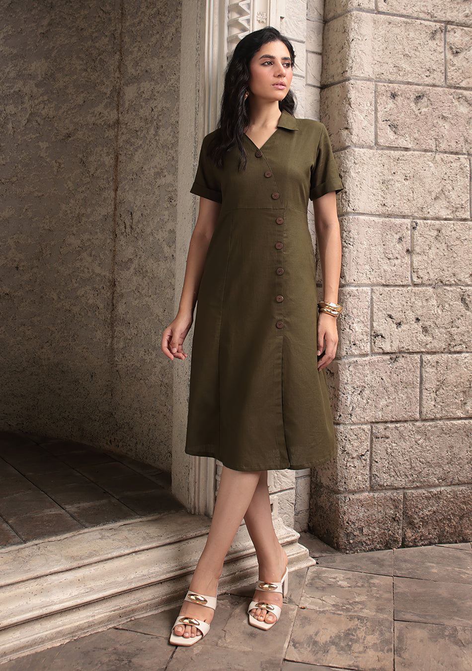 Earthcore Olive Midi Dress