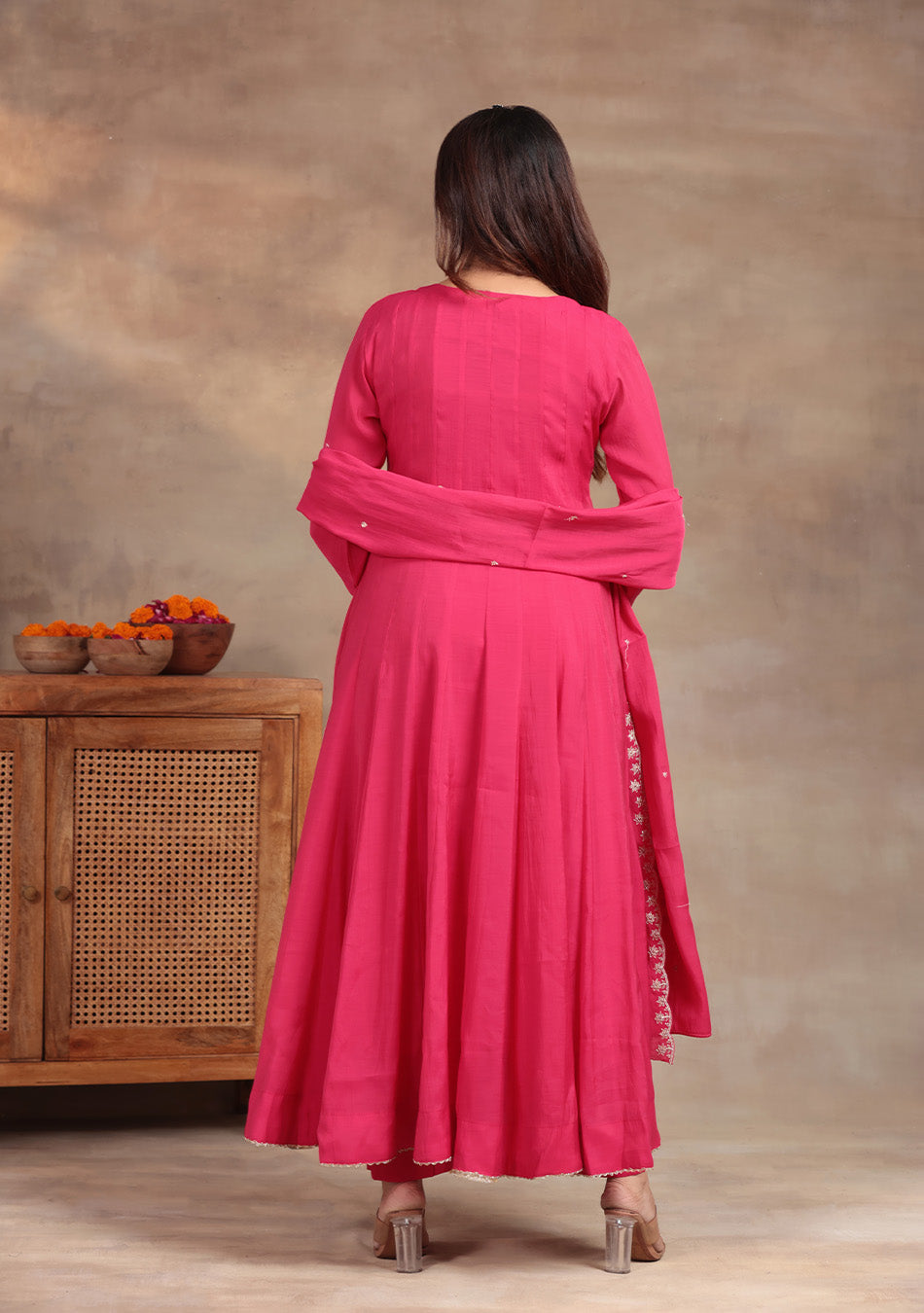 Rani Pink Anarkali with Zari Embroidery