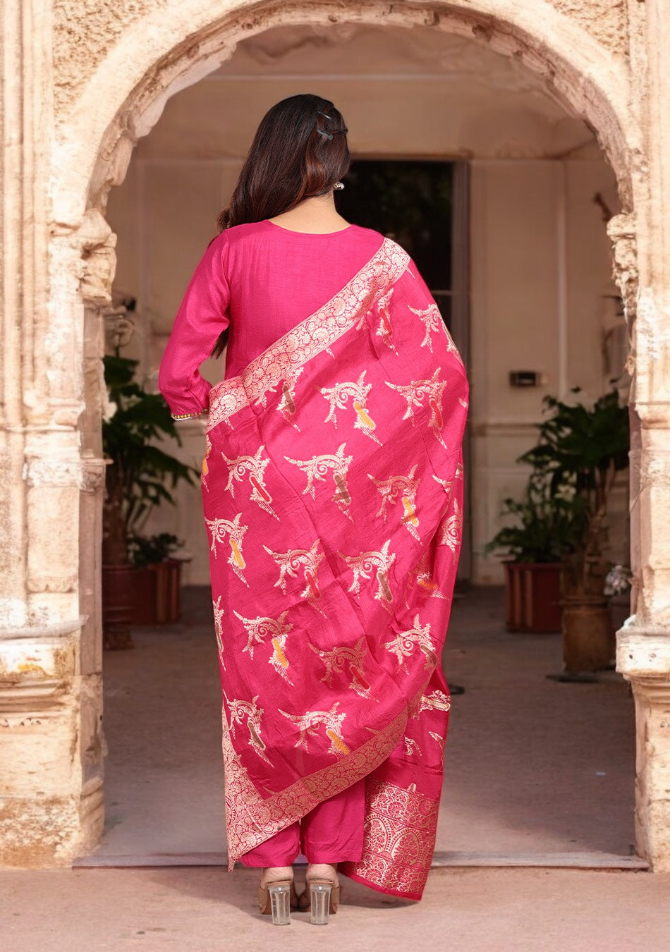 Rose Radiance Embroidered Suit Set