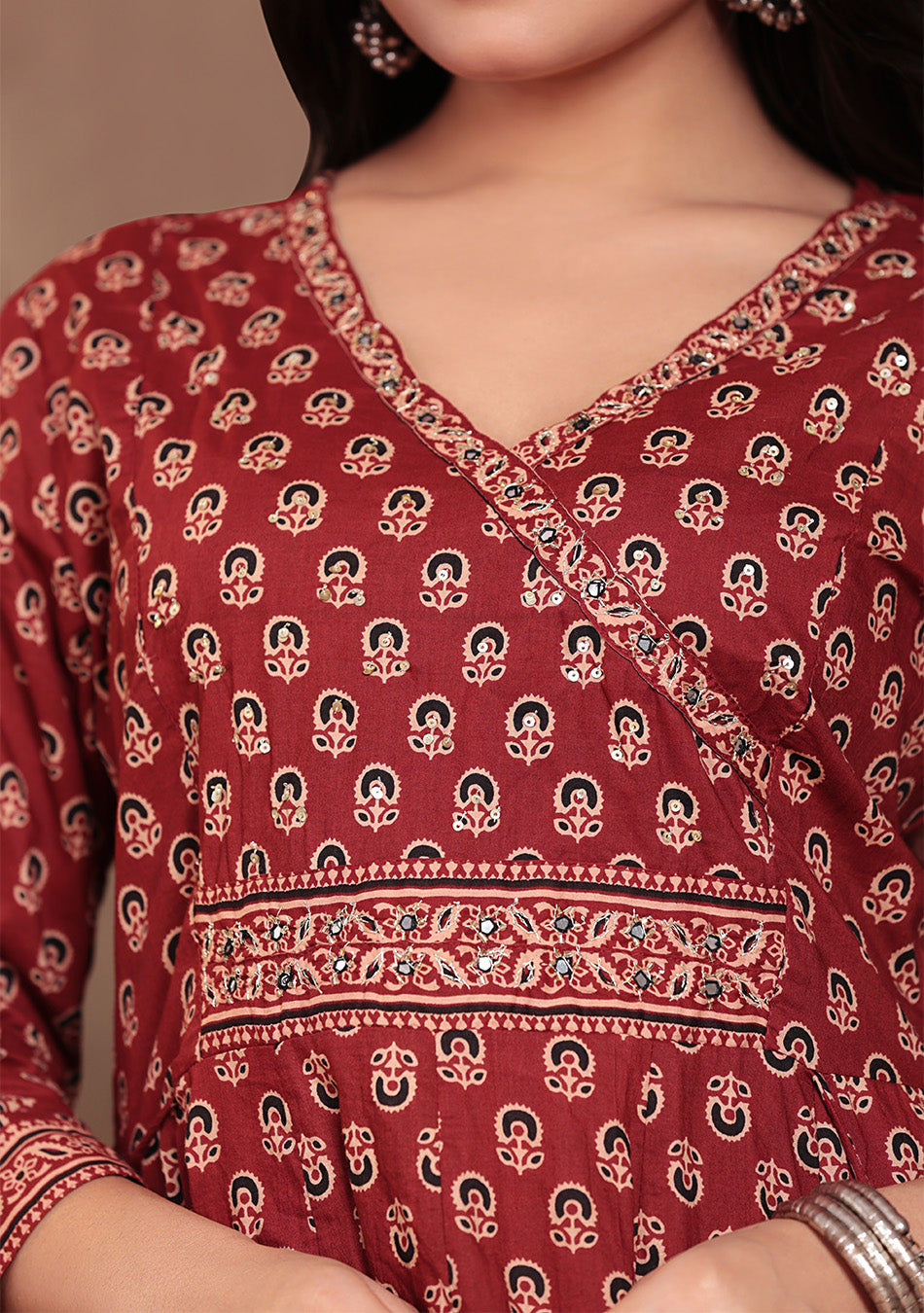 Aravalii Crimson Bloom Heritage Anarkali Set