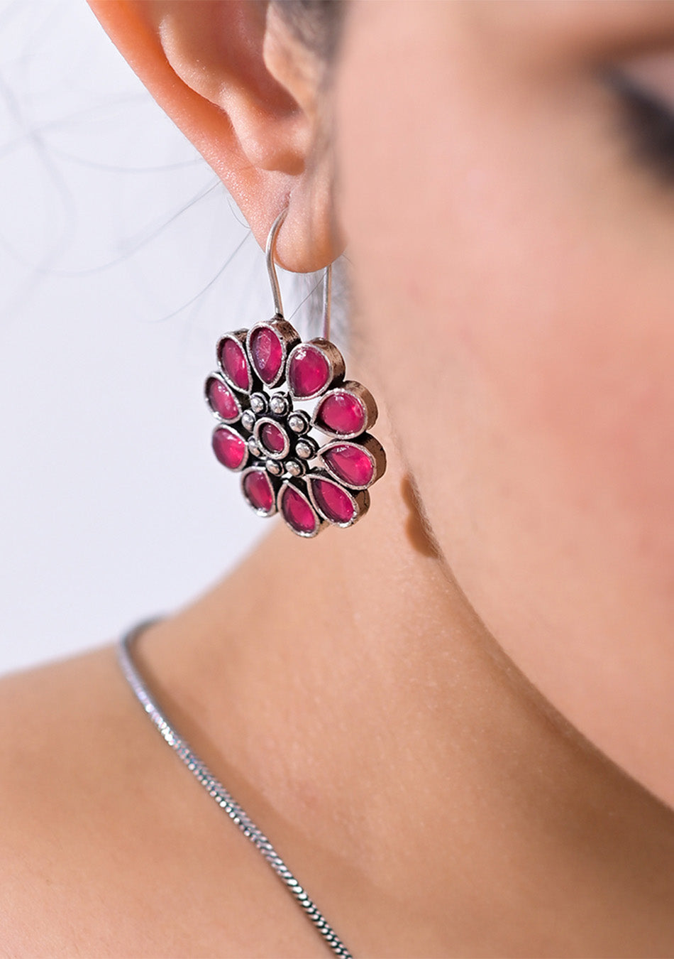 Ruby Blossom Pendant Set