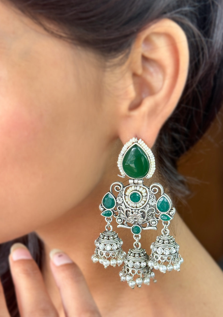 Emerald Regal Jhumkas