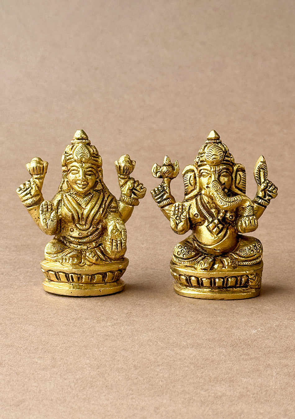 Antique Brass Lakshmi Ganesha Idol Pair