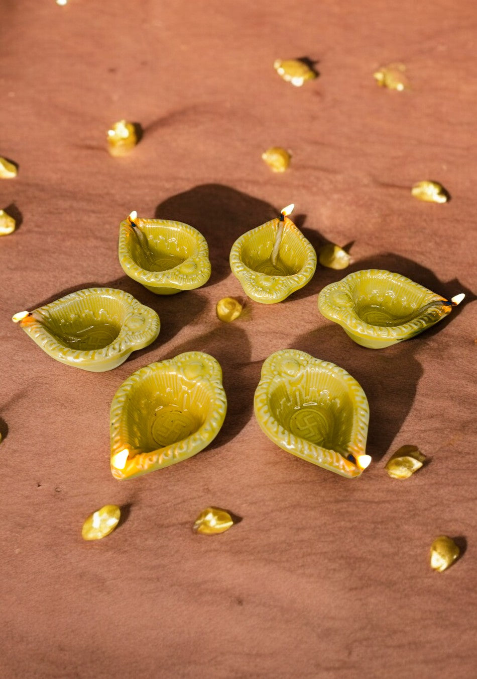 Amber Swastic Diya Set of 6