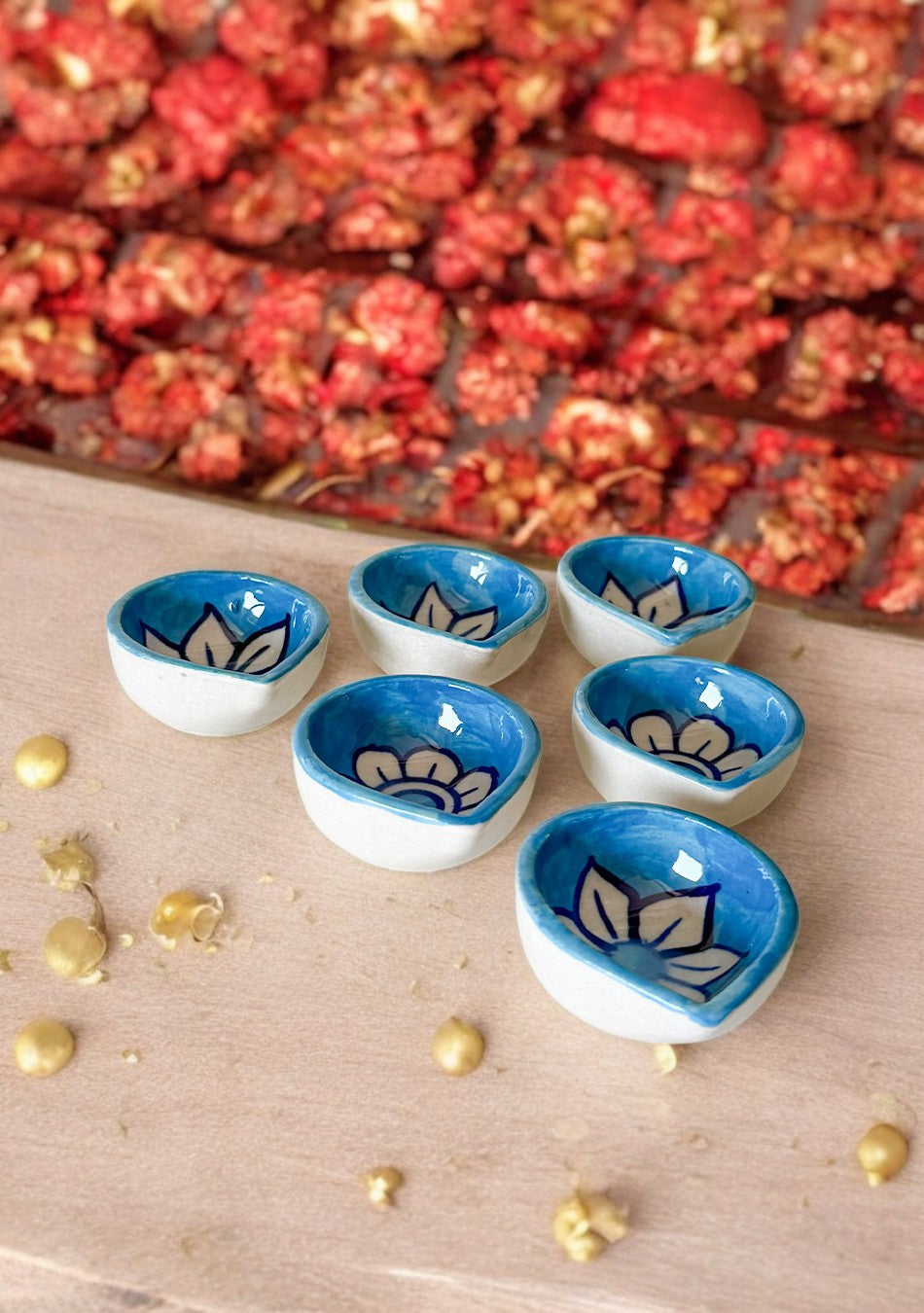 Sky blue floral diya