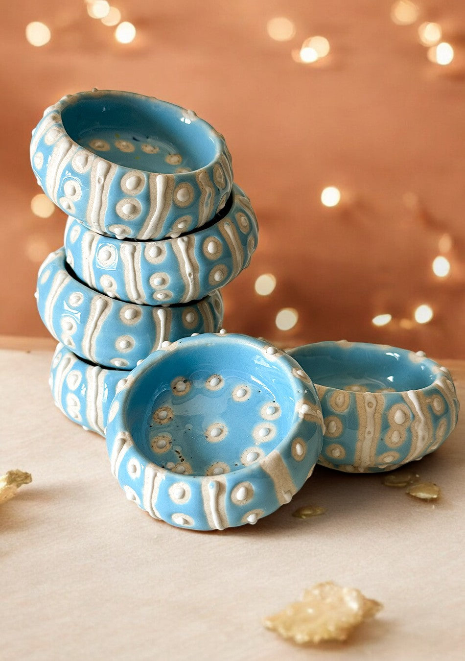 sky blue hand painted Diya