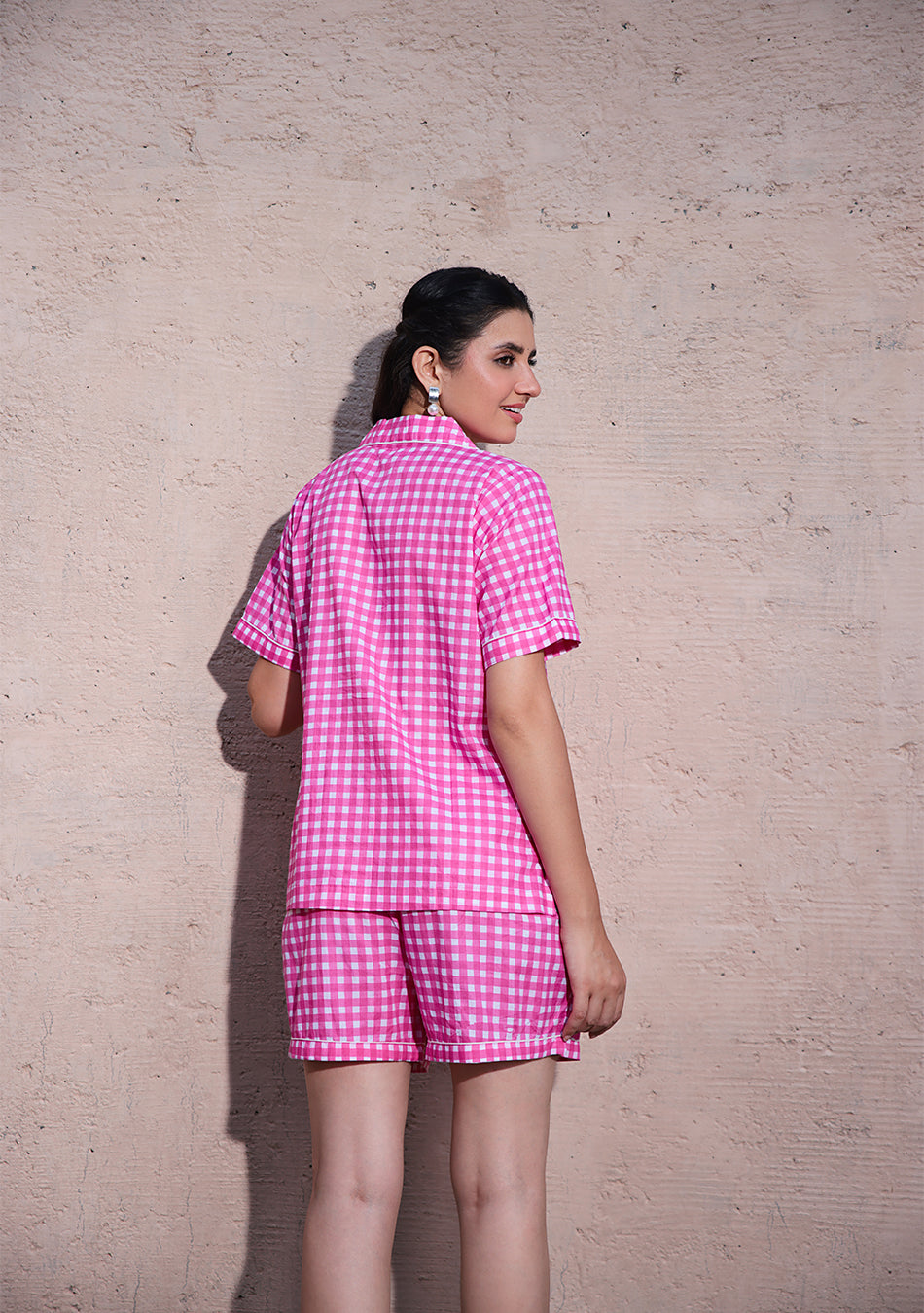 Rosy Grid Night Suit