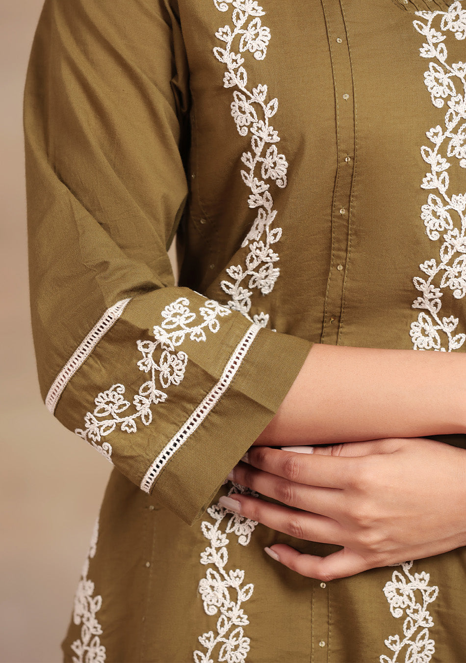 Olive Meadow Cotton Suit Set