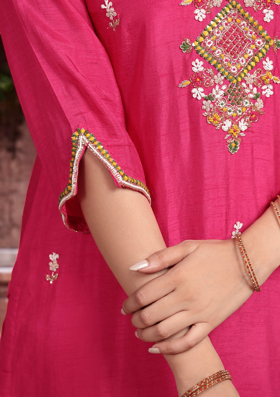 Rose Radiance Embroidered Suit Set