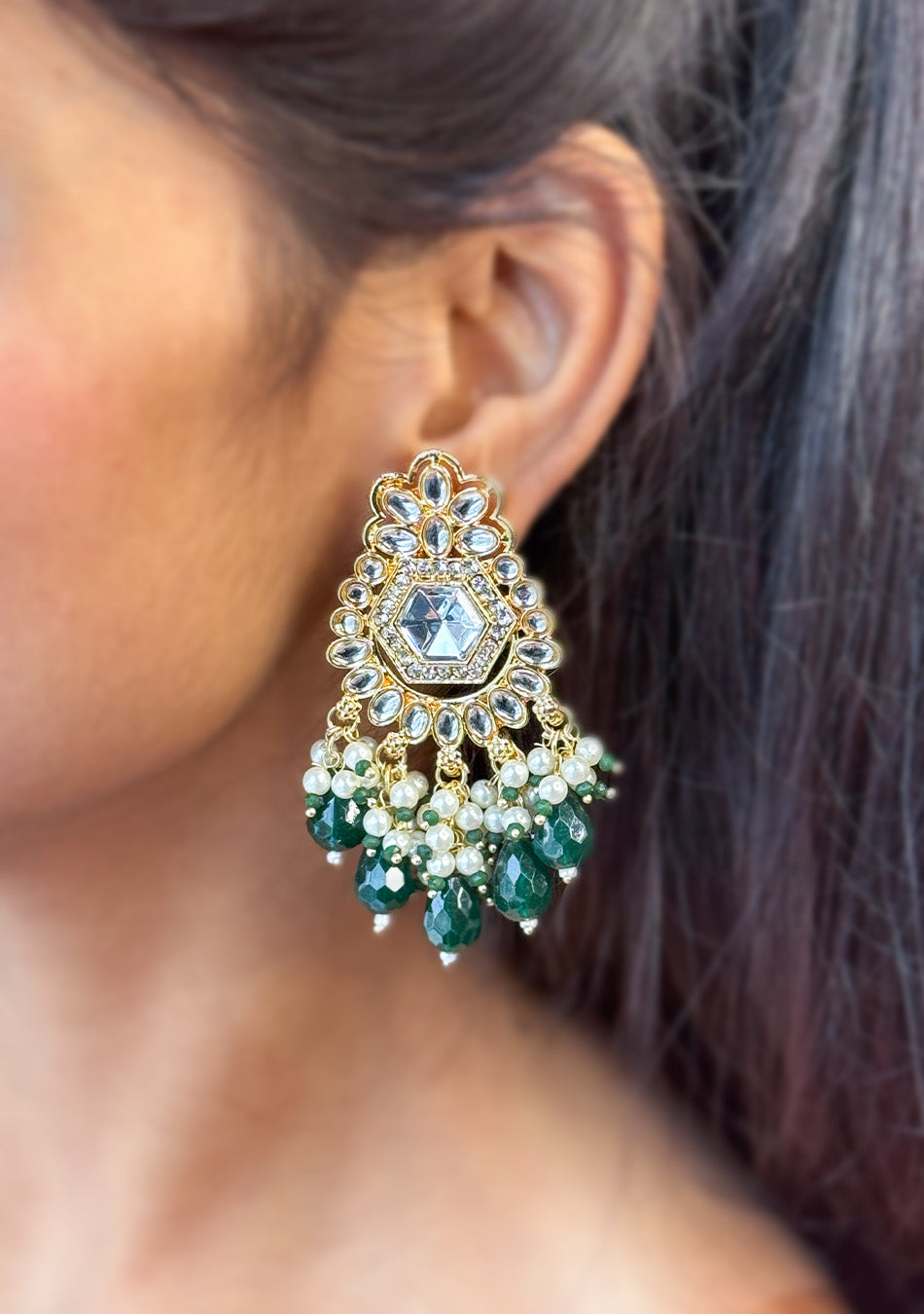 Emerald Golden Drops Earrings