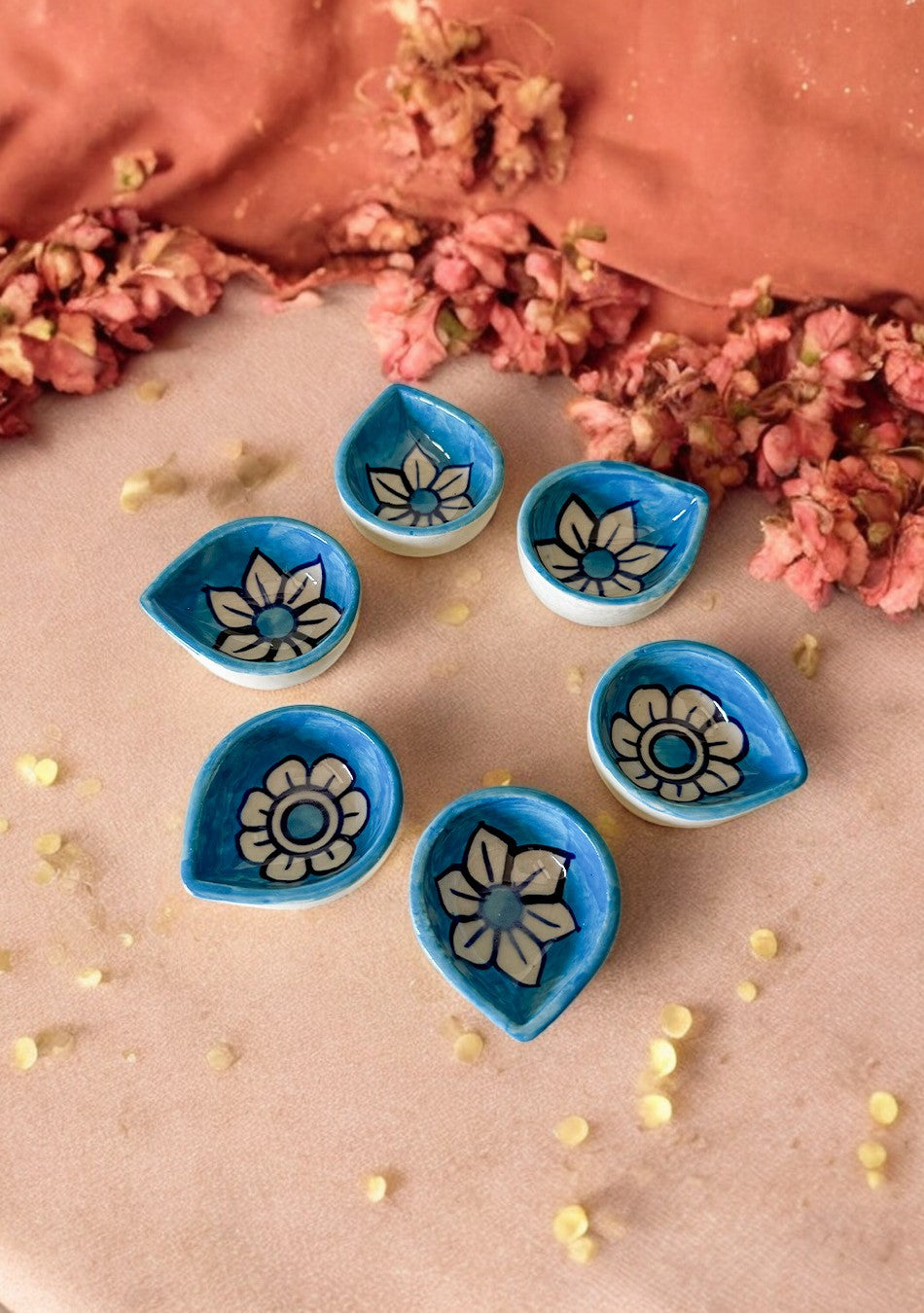 Sky blue floral diya