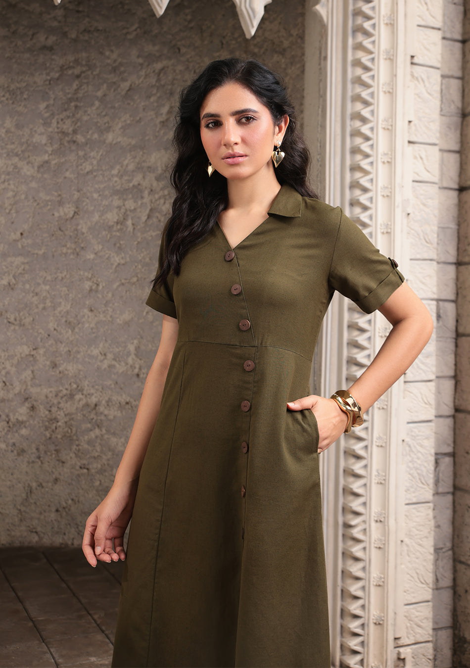 Earthcore Olive Midi Dress