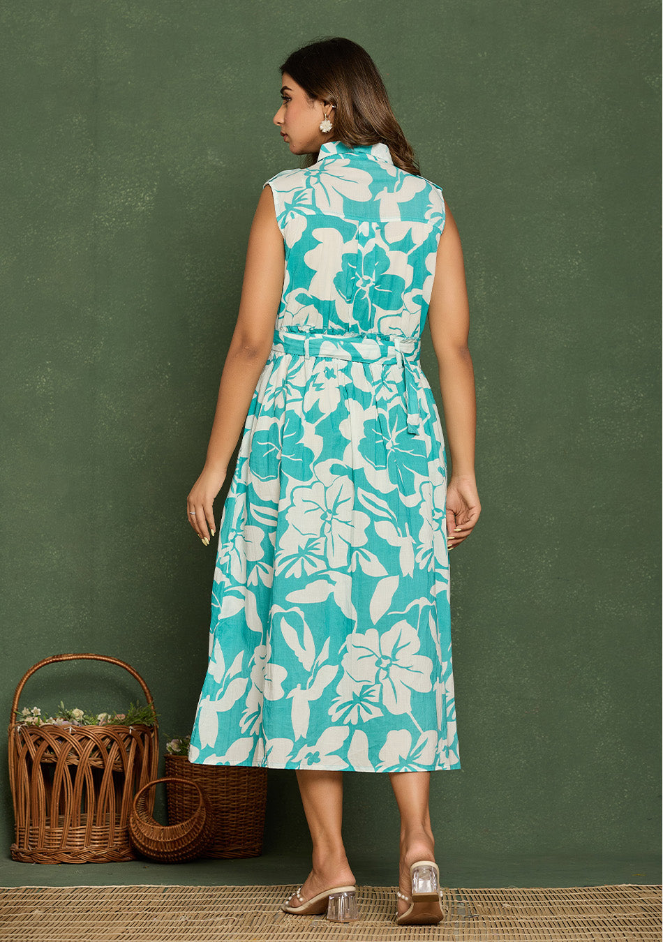Aqua Floral Aura Dress