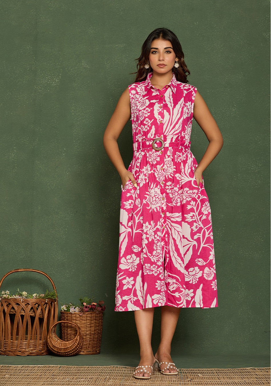 Dark Pink Floral Aura Dress