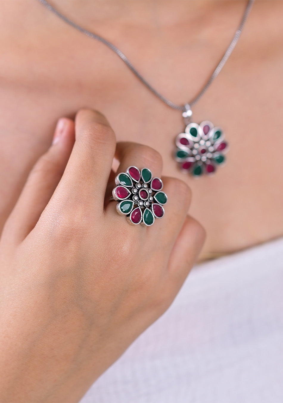 Crimson & Ivy Blossom Pendant Set