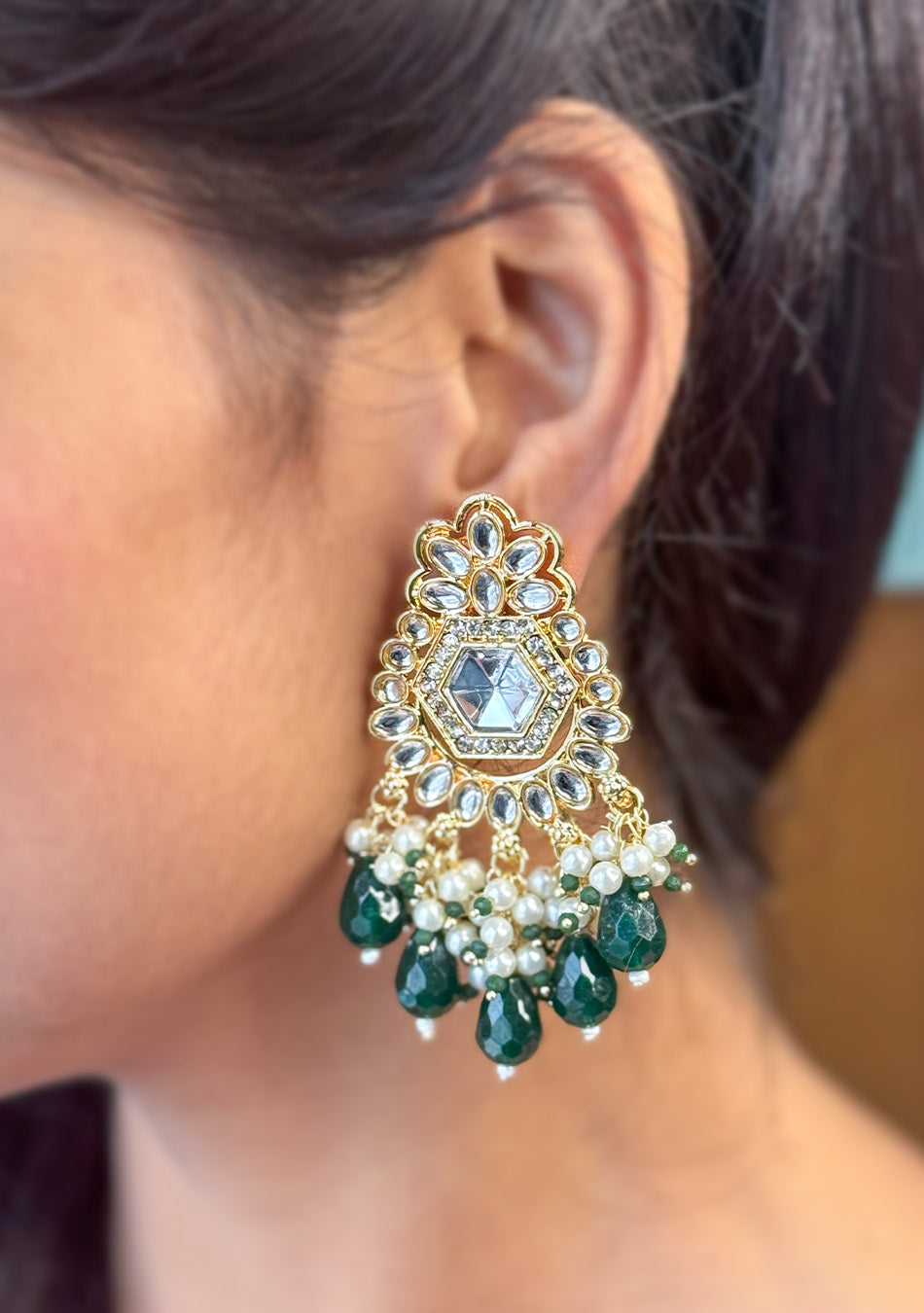 Emerald Golden Drops Earrings