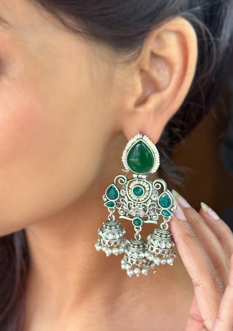 Emerald Regal Jhumkas