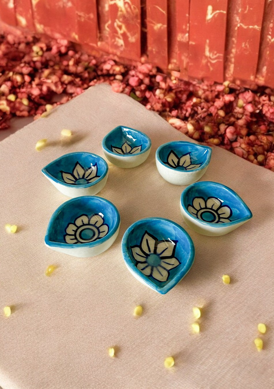 Sky blue floral diya