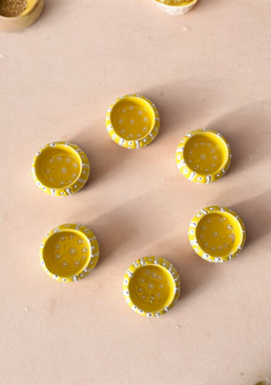 Handcrafted Yellow painted Diya