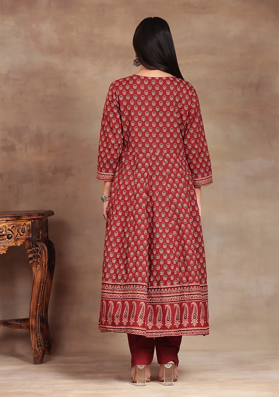Aravalii Crimson Bloom Heritage Anarkali Set